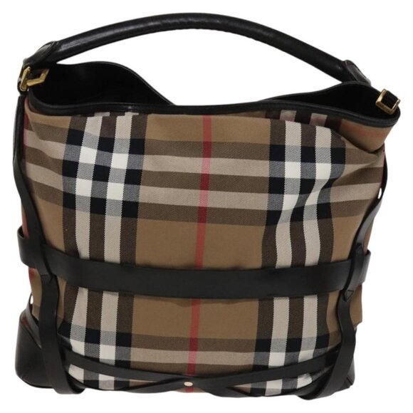 BURBERRY Nova Check Shoulder Bag Canvas 2way Beige Gold Auth 120971 - Picture 3 of 16